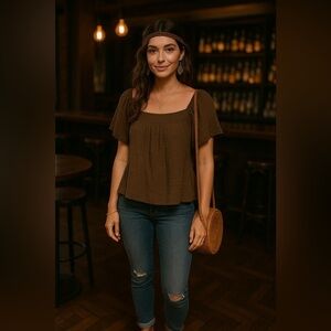 Joyspun 100% cotton Puff Sleeve blouse Minimalist Boho Cottagecore Spring Summer